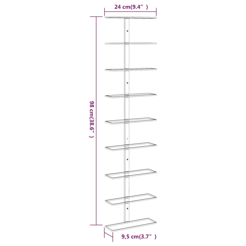 Vinstativ Veggmontert vinstativ for 9 flasker 2 stk Hvit jern