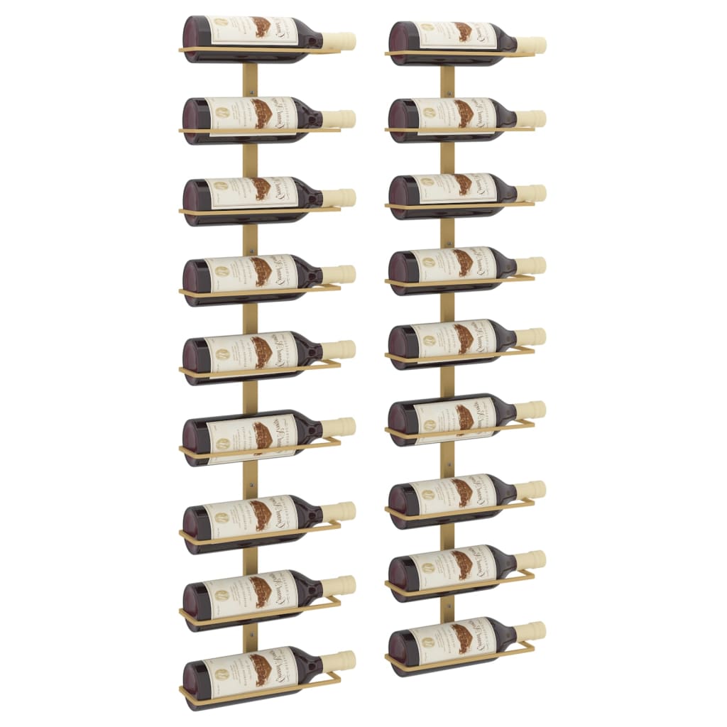 Vinstativ Veggmontert vinstativ for 9 flasker 2 stk gull jern