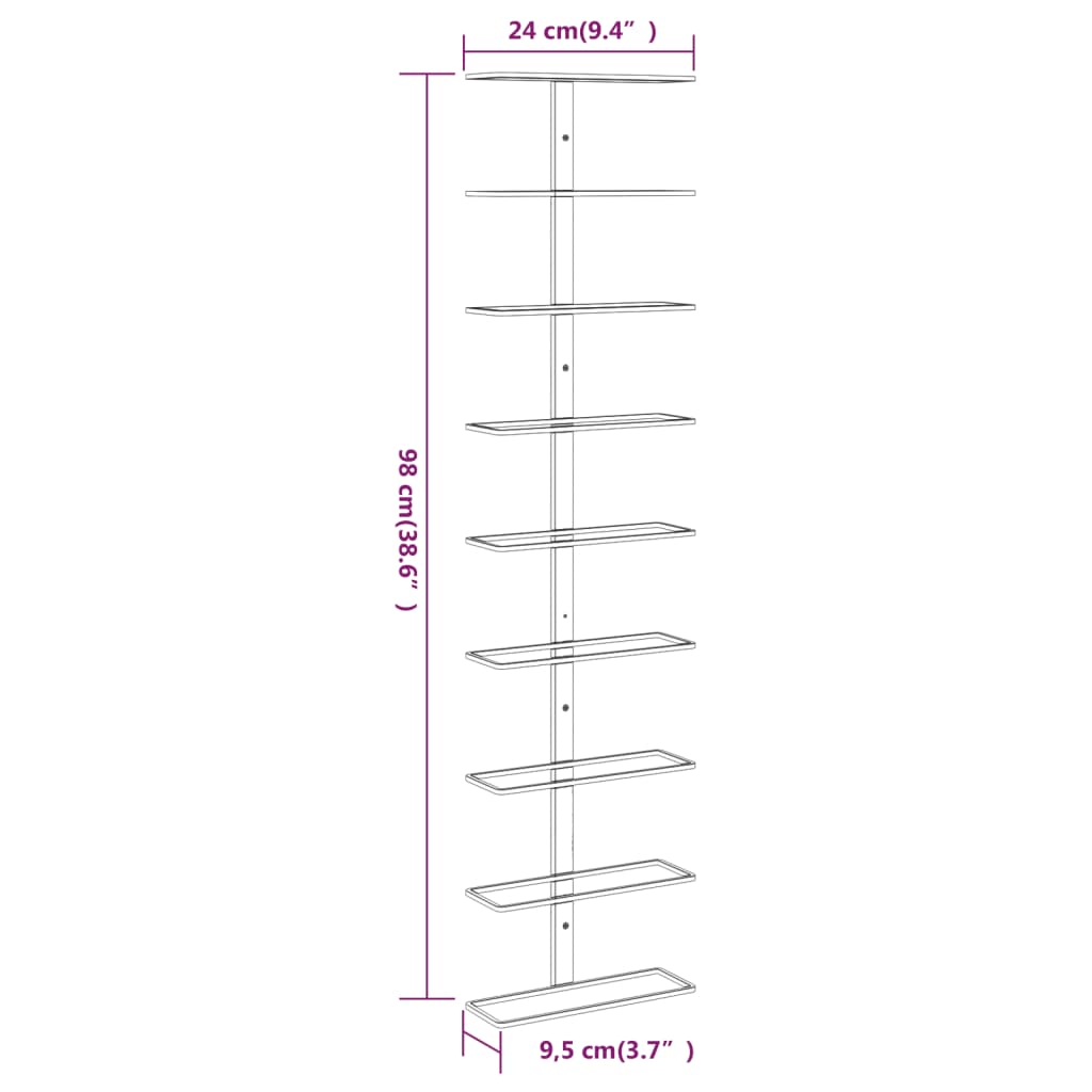 Vinstativ Veggmontert vinstativ for 9 flasker 2 stk gull jern
