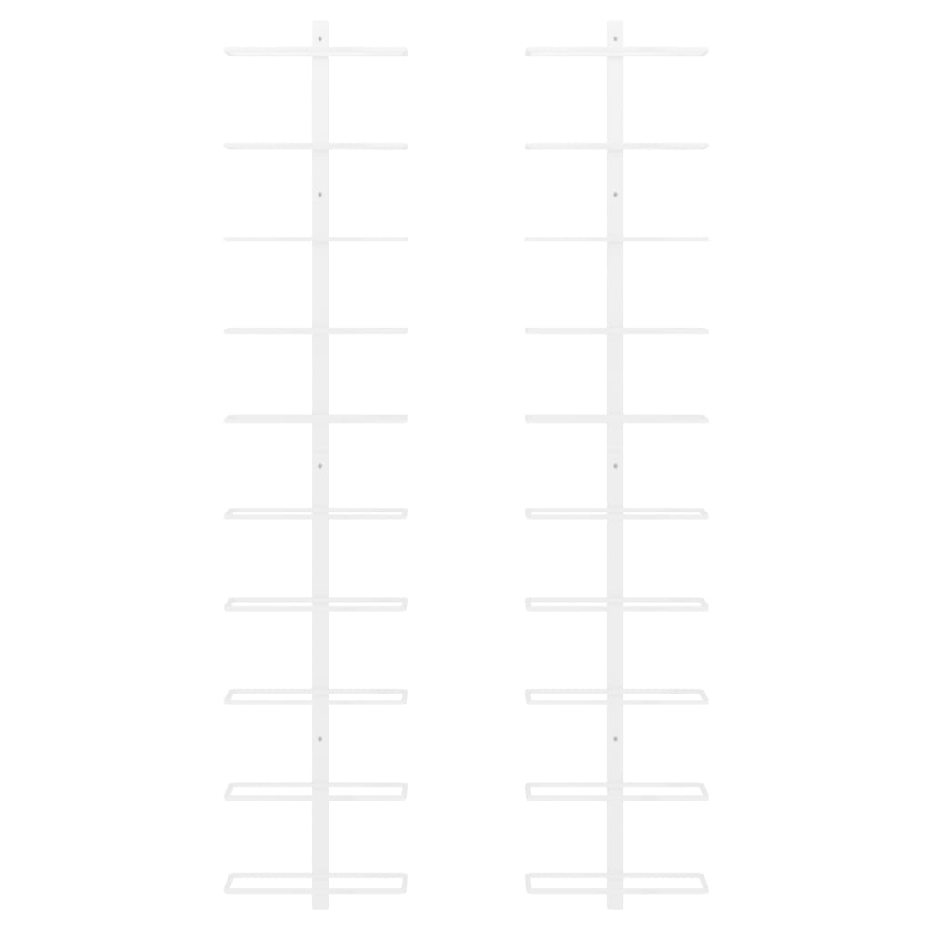 Vinstativ Veggmontert vinstativ for 10 flasker 2 stk Hvit metall