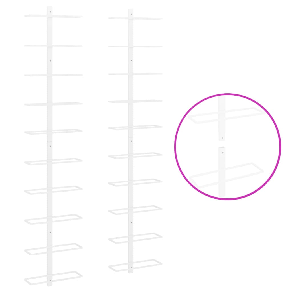 Vinstativ Veggmontert vinstativ for 10 flasker 2 stk Hvit metall
