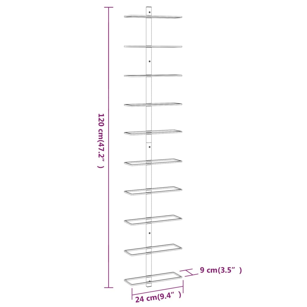 Vinstativ Veggmontert vinstativ for 10 flasker 2 stk Hvit metall