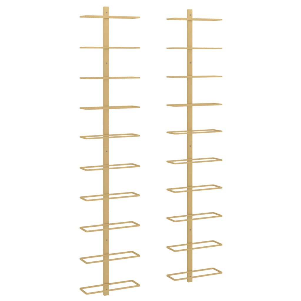 Vinstativ Veggmontert vinstativ for 10 flasker 2 stk gull metall