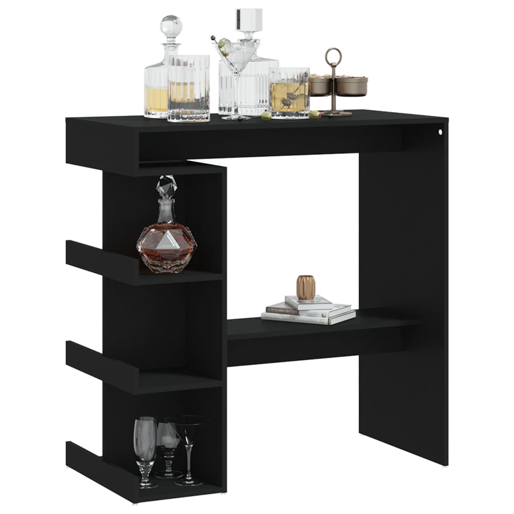 Barbord med oppbevaring svart 100x50x101,5 cm konstruert tre