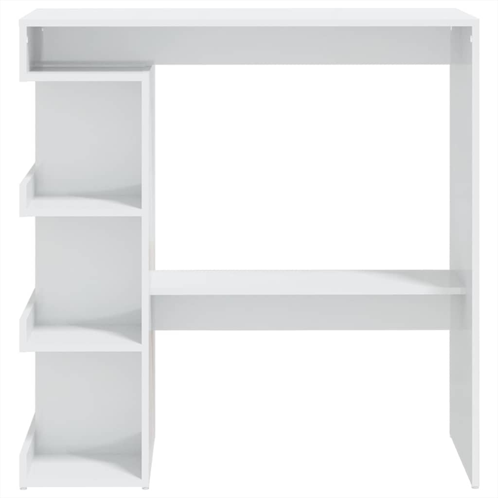 Barbord med oppbevaringsstativ høyglans hvit 100x50x101,5 cm