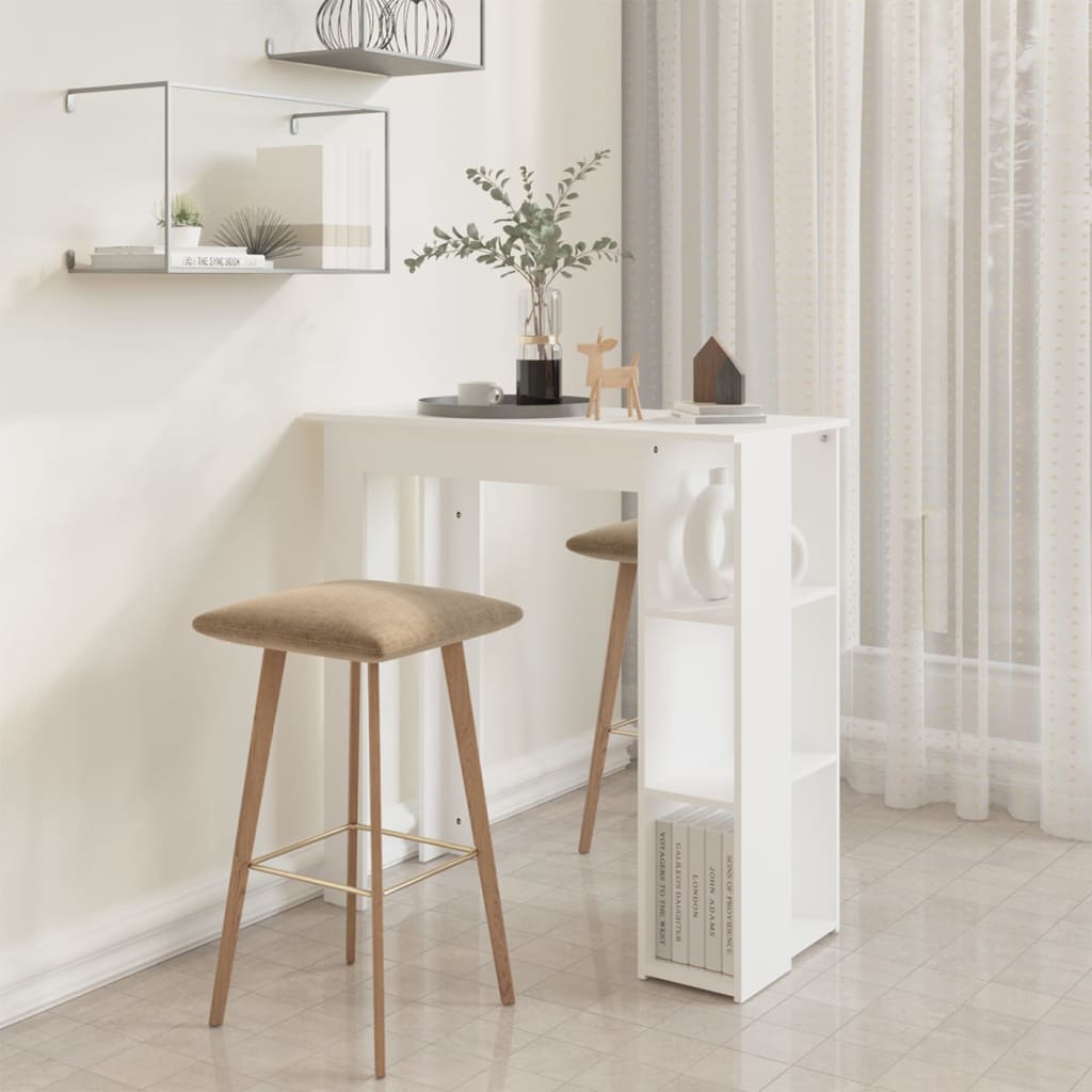 Barbord med hylle hvit 102x50x103,5 cm konstruert tre