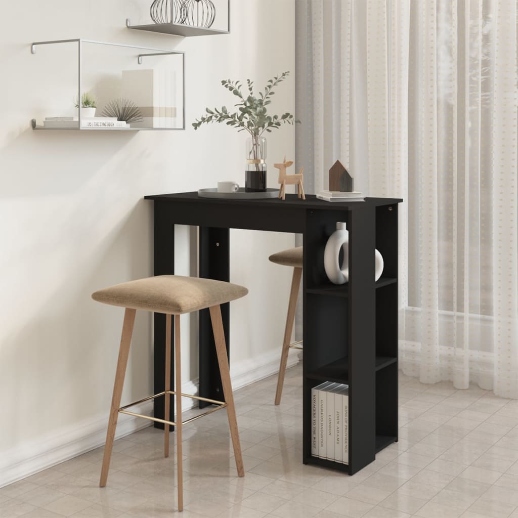 Barbord med hylle svart 102x50x103,5 cm konstruert tre