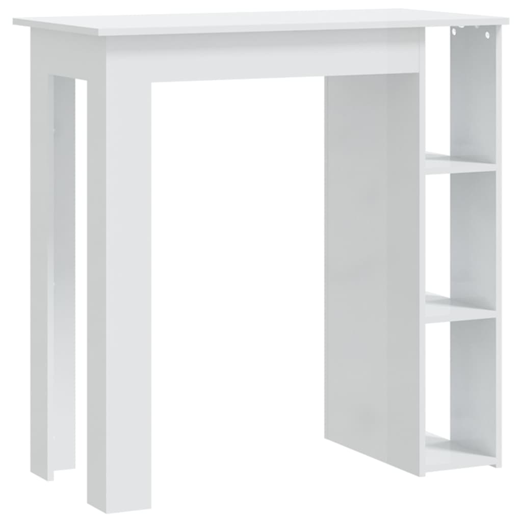 Barbord med hylle høyglans hvit 102x50x103,5 cm konstruert tre