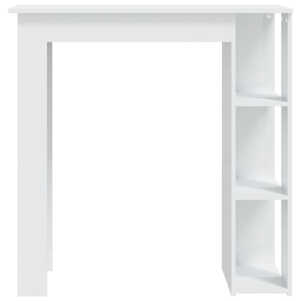 Barbord med hylle høyglans hvit 102x50x103,5 cm konstruert tre