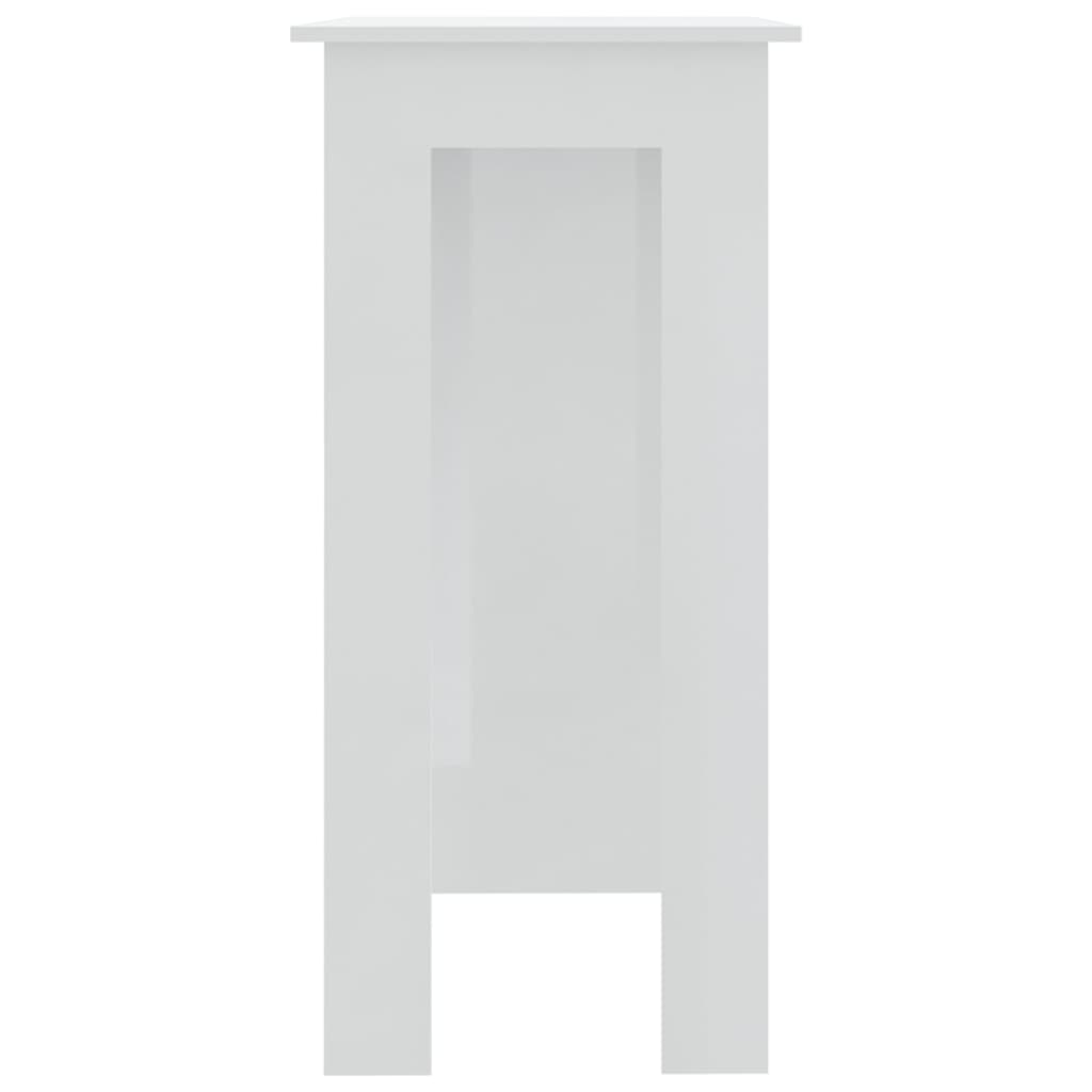 Barbord med hylle høyglans hvit 102x50x103,5 cm konstruert tre