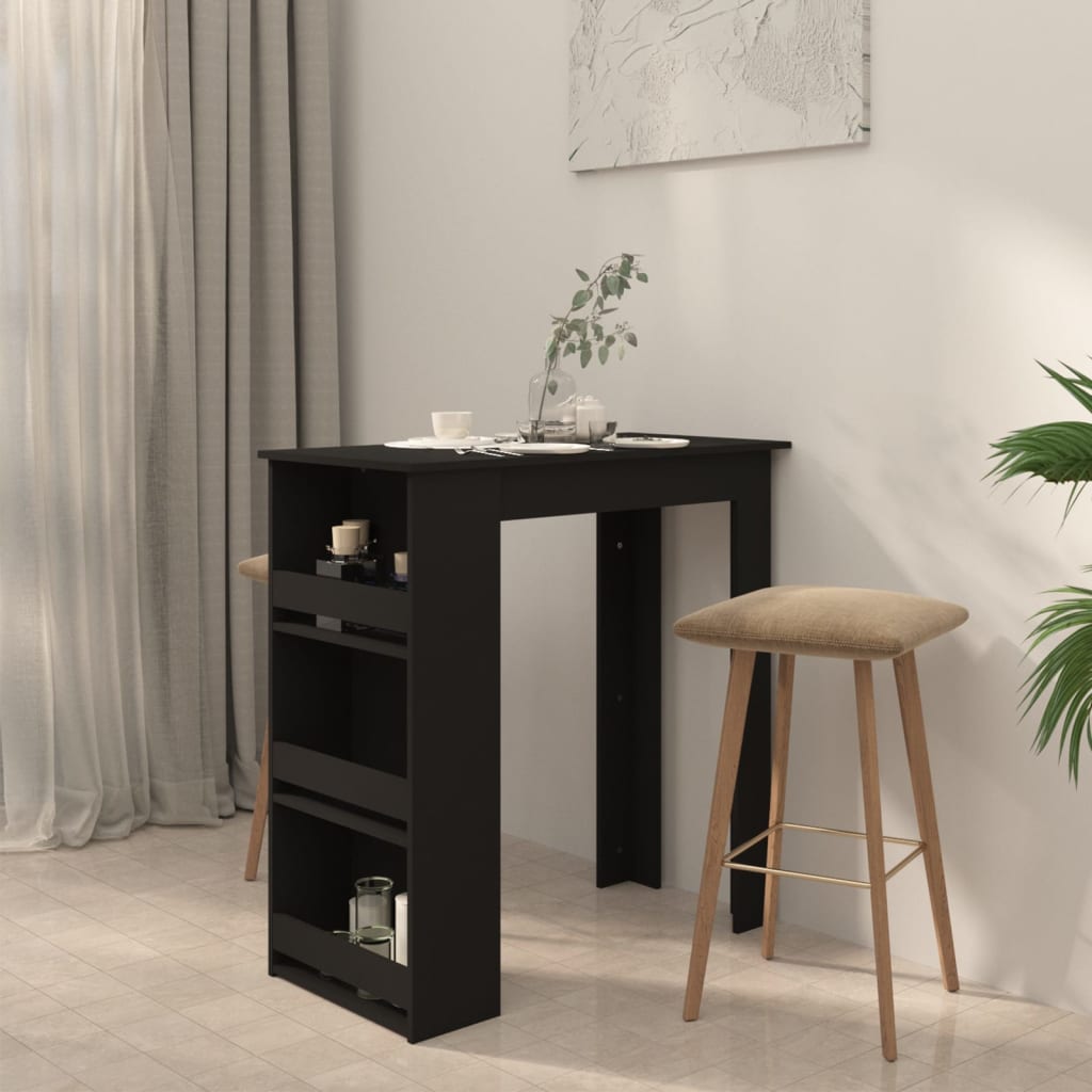 Barbord med oppbevaring svart 102x50x103,5 cm konstruert tre