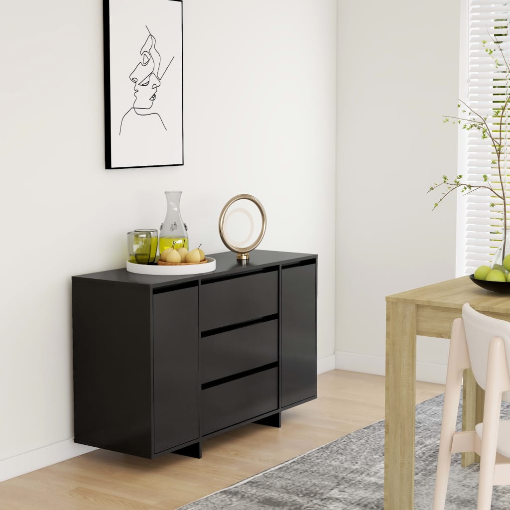 Skjenk Svart med 3 skuffer 120x41x75 cm