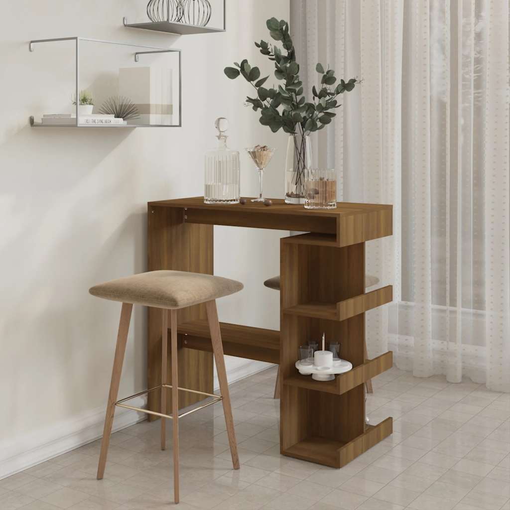 Barbord med oppbevaring brun eik 100x50x101,5 cm konstruert tre