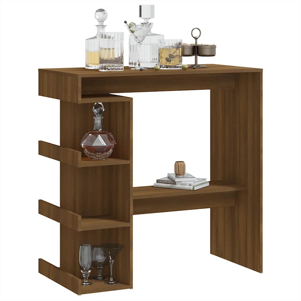 Barbord med oppbevaring brun eik 100x50x101,5 cm konstruert tre