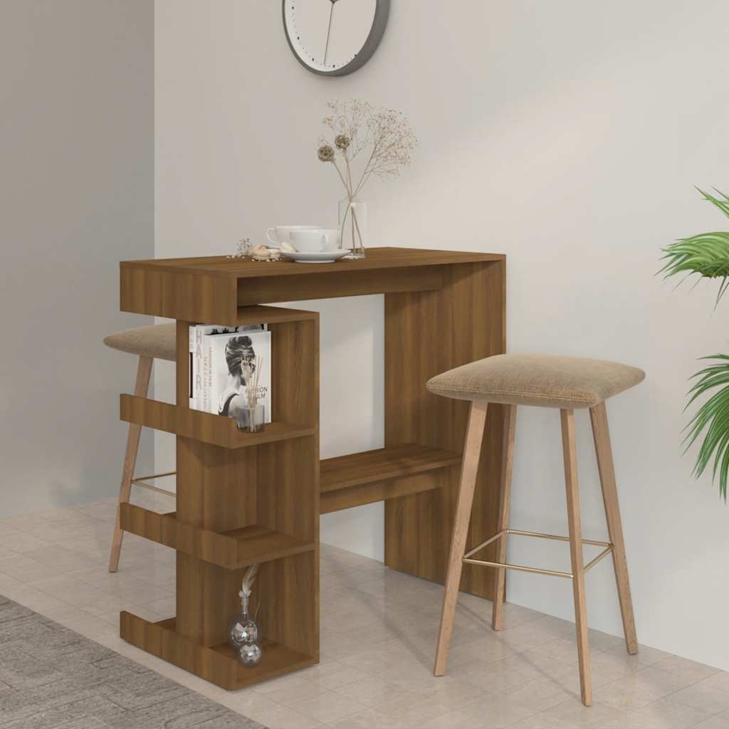 Barbord med oppbevaring brun eik 100x50x101,5 cm konstruert tre