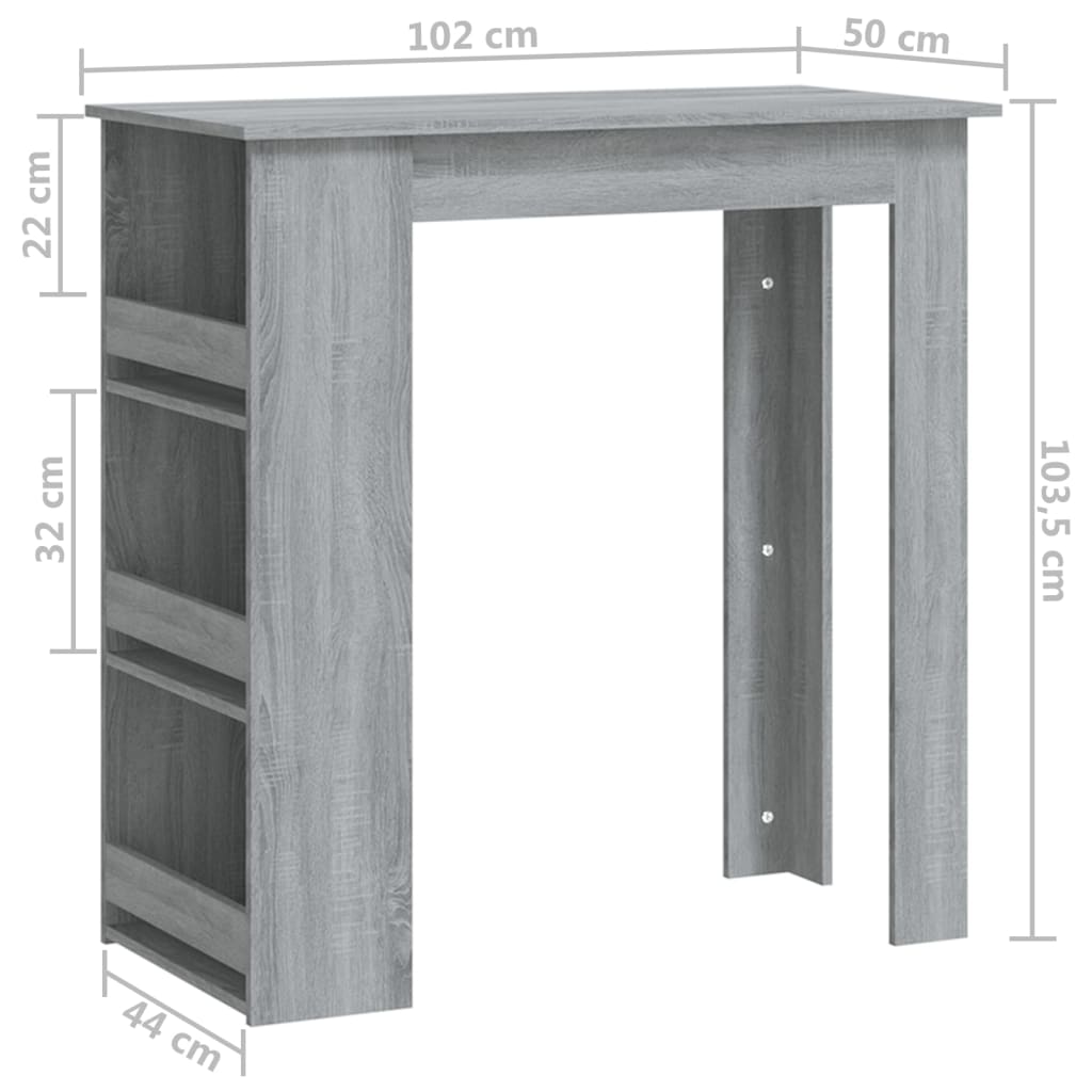 Barbord med stativ grå sonoma 102x50x103,5 cm konstruert tre