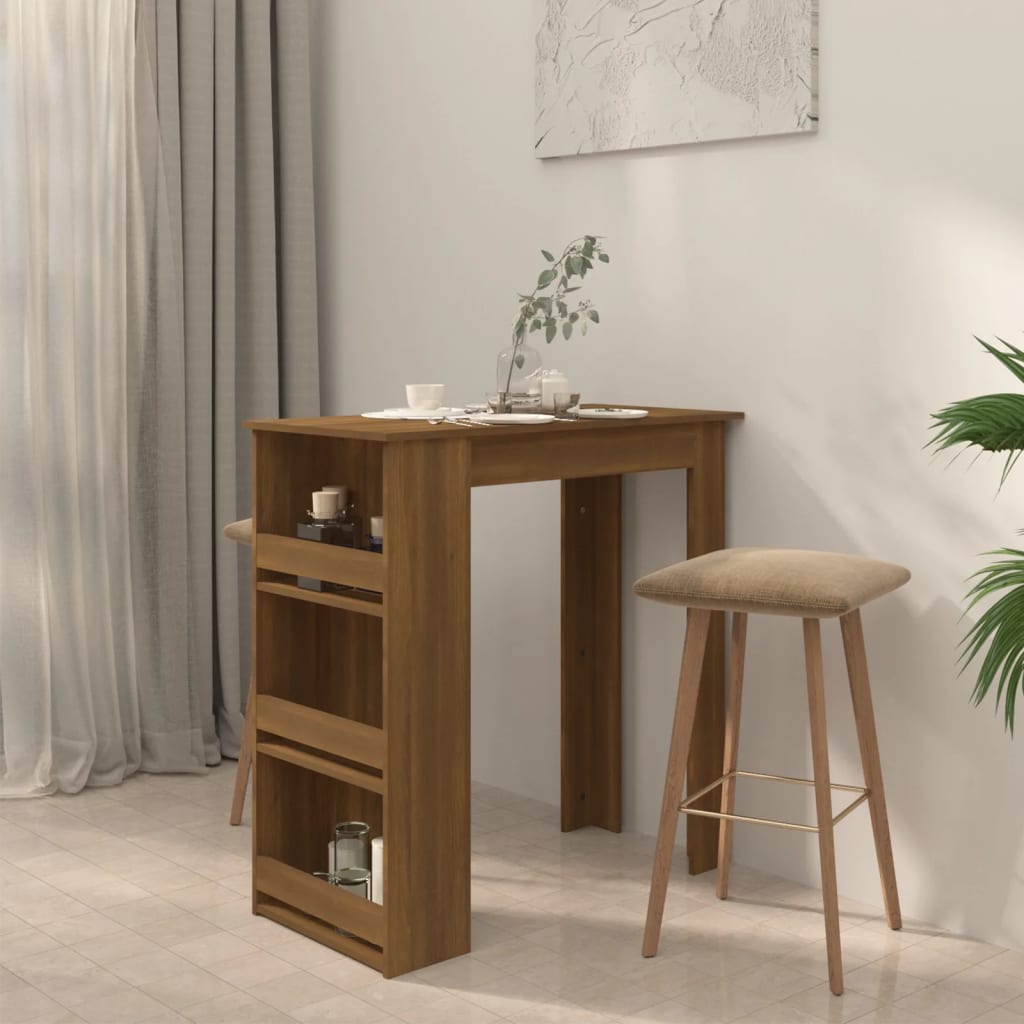 Barbord med oppbevaring brun eik 102x50x103,5 cm konstruert tre