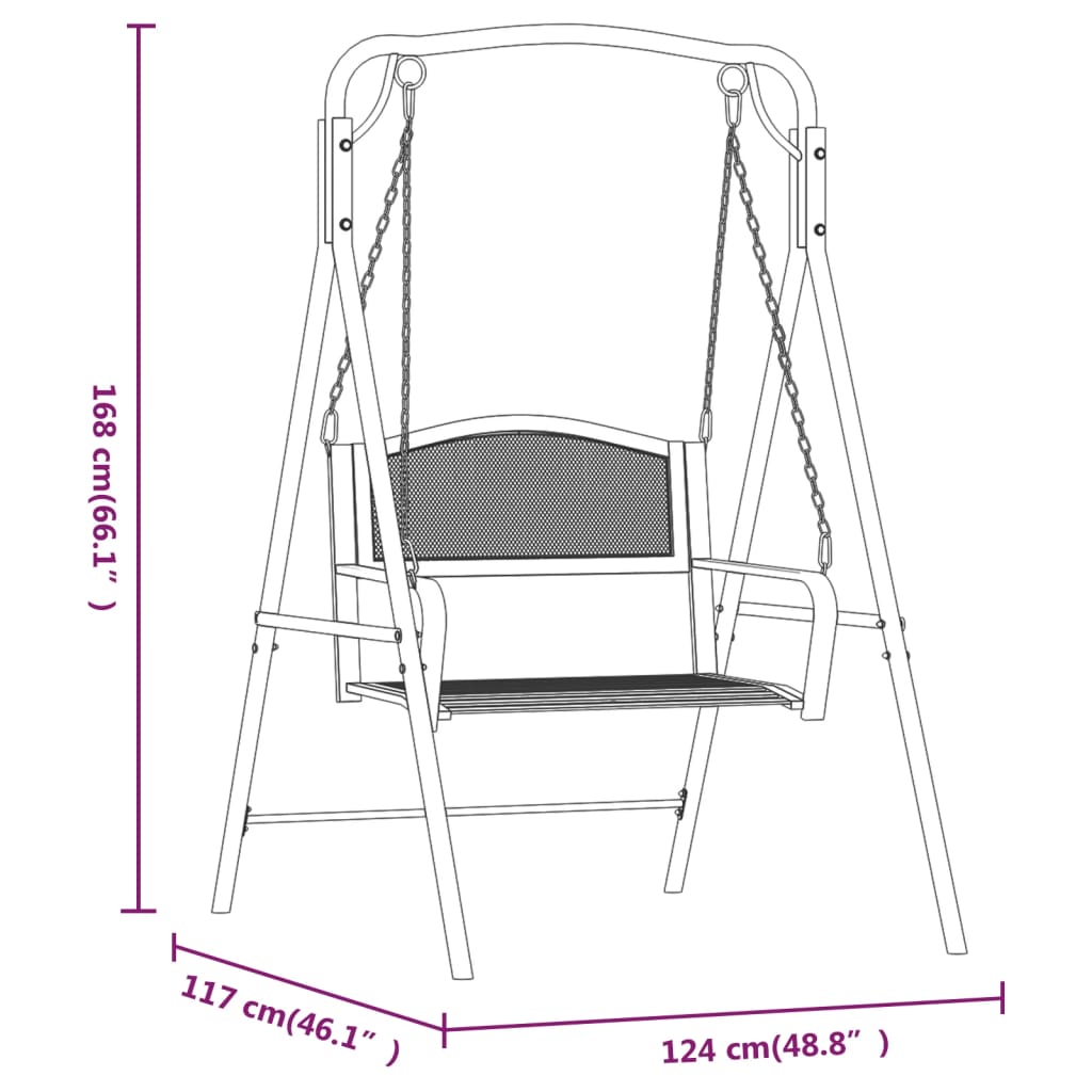 Hagebenk Metall Hengebenk 124 cm svart stål