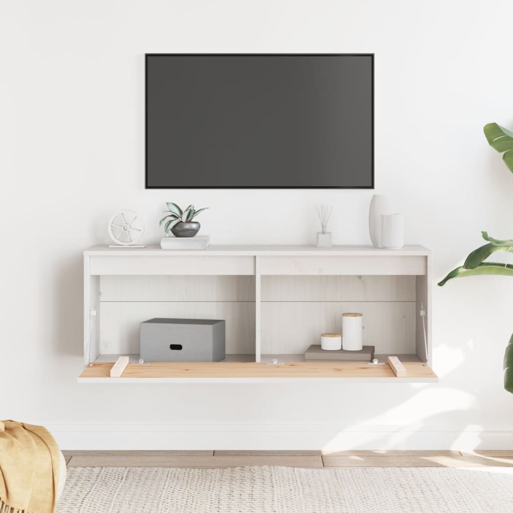 Veggskap Hvit 100x30x35 cm heltre furu