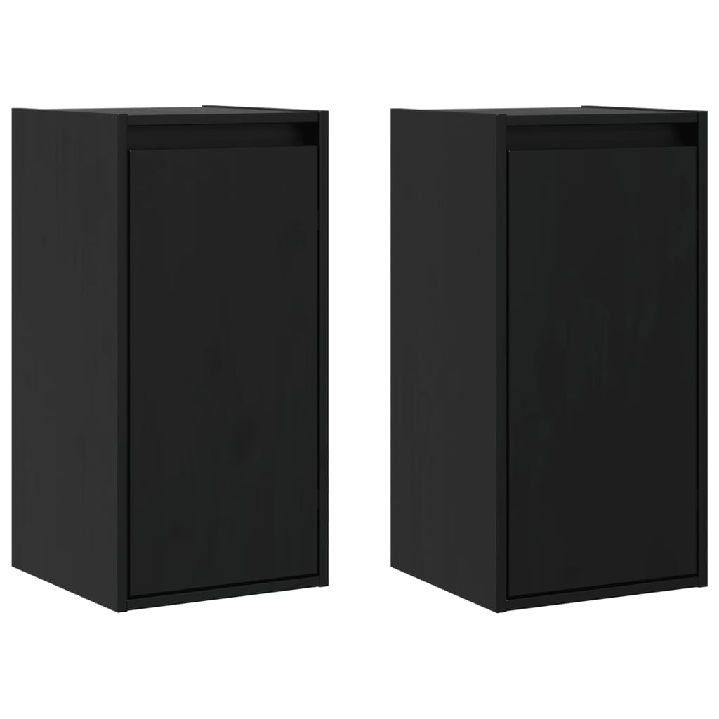 Veggskap 2 stk svart 30x30x60 cm heltre furu