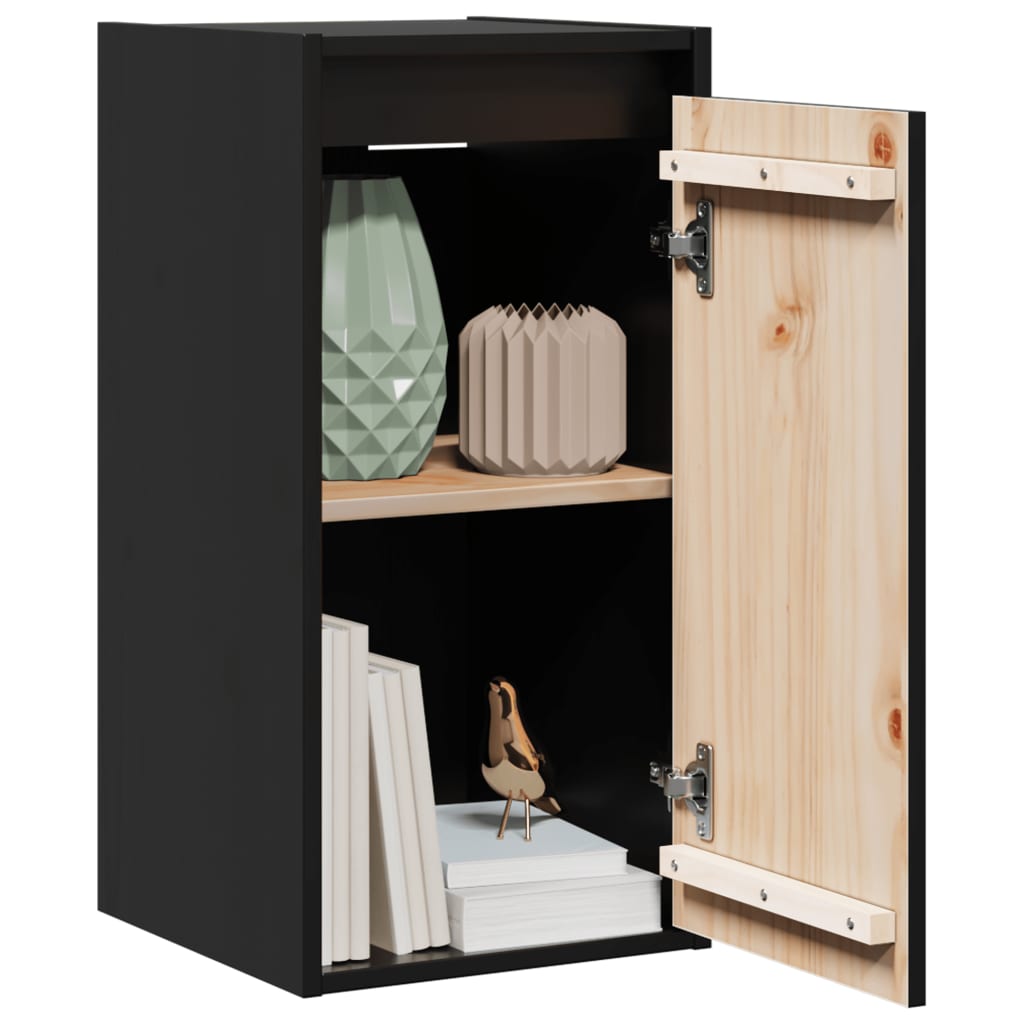 Veggskap 2 stk svart 30x30x60 cm heltre furu