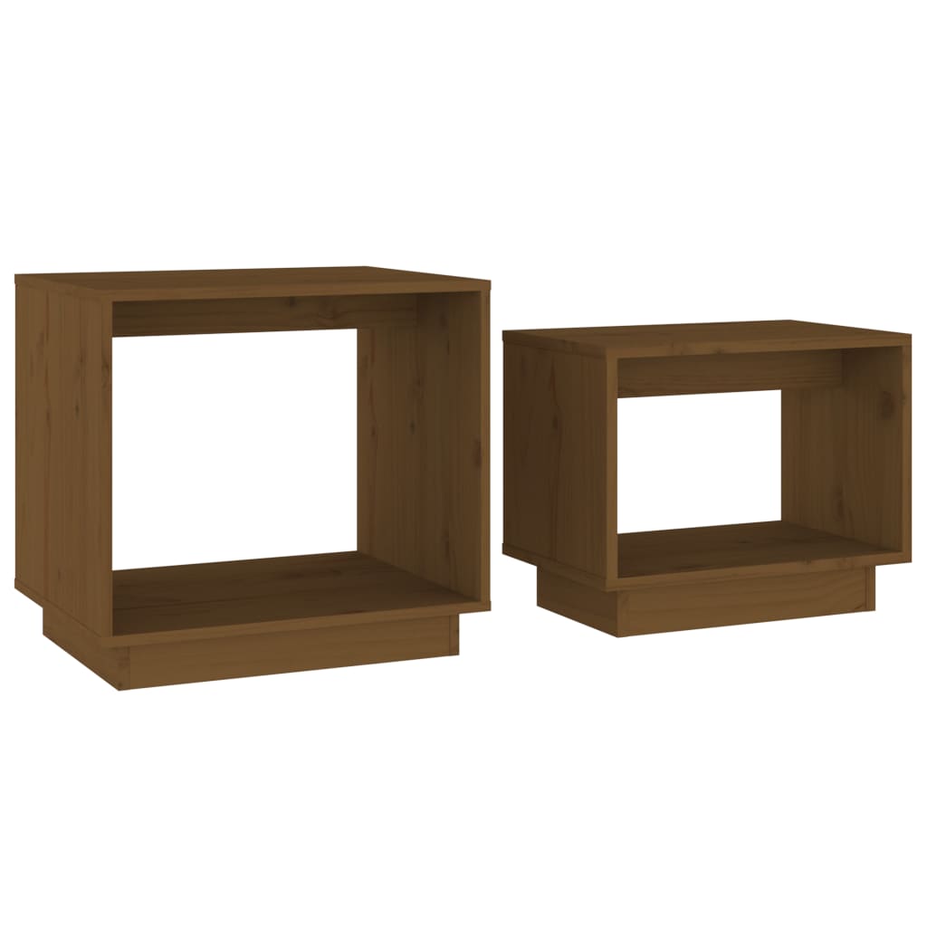 Stablebare salongbord 2 stk honningbrun heltre furu