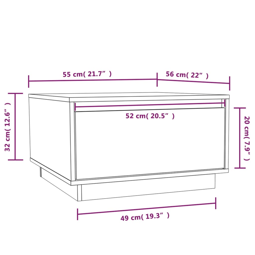 Salongbord Sofabord Svart 55x56x32 cm heltre furu