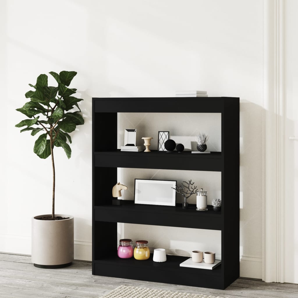 Bokhylle Svart Romdeler 80x30x103 cm