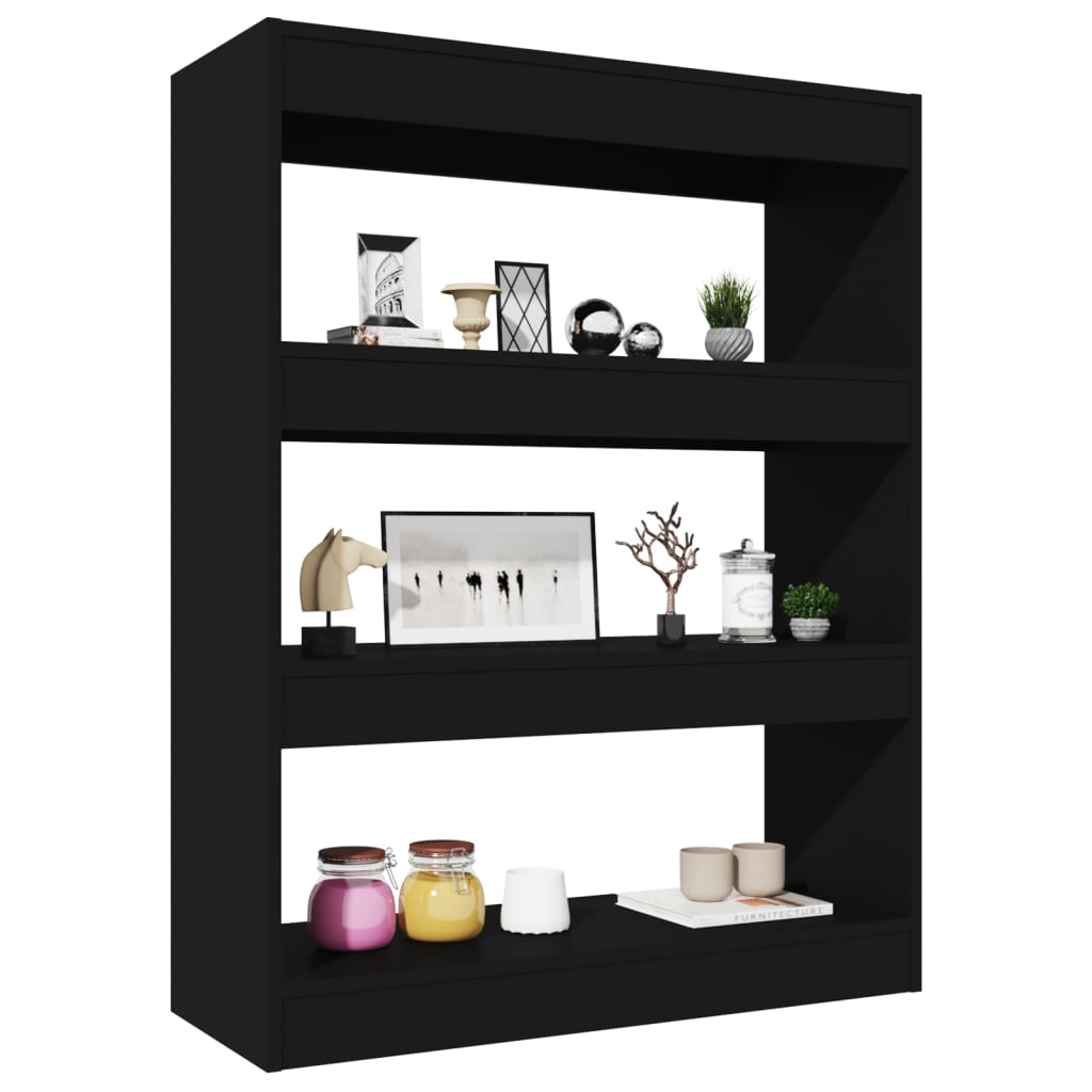 Bokhylle Svart Romdeler 80x30x103 cm