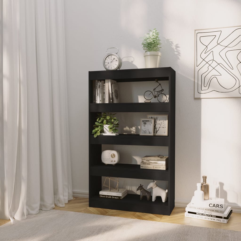 Bokhylle Svart Romdeler 80x30x135 cm