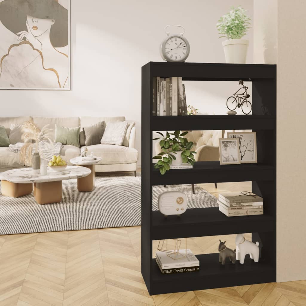 Bokhylle Svart Romdeler 80x30x135 cm