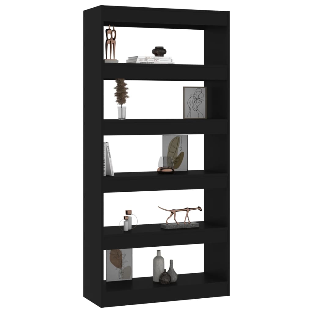 Bokhylle Svart Romdeler 80x30x166 cm
