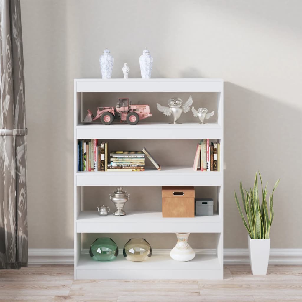 Bokhylle Høyglans Hvit Romdeler 100x30x135 cm