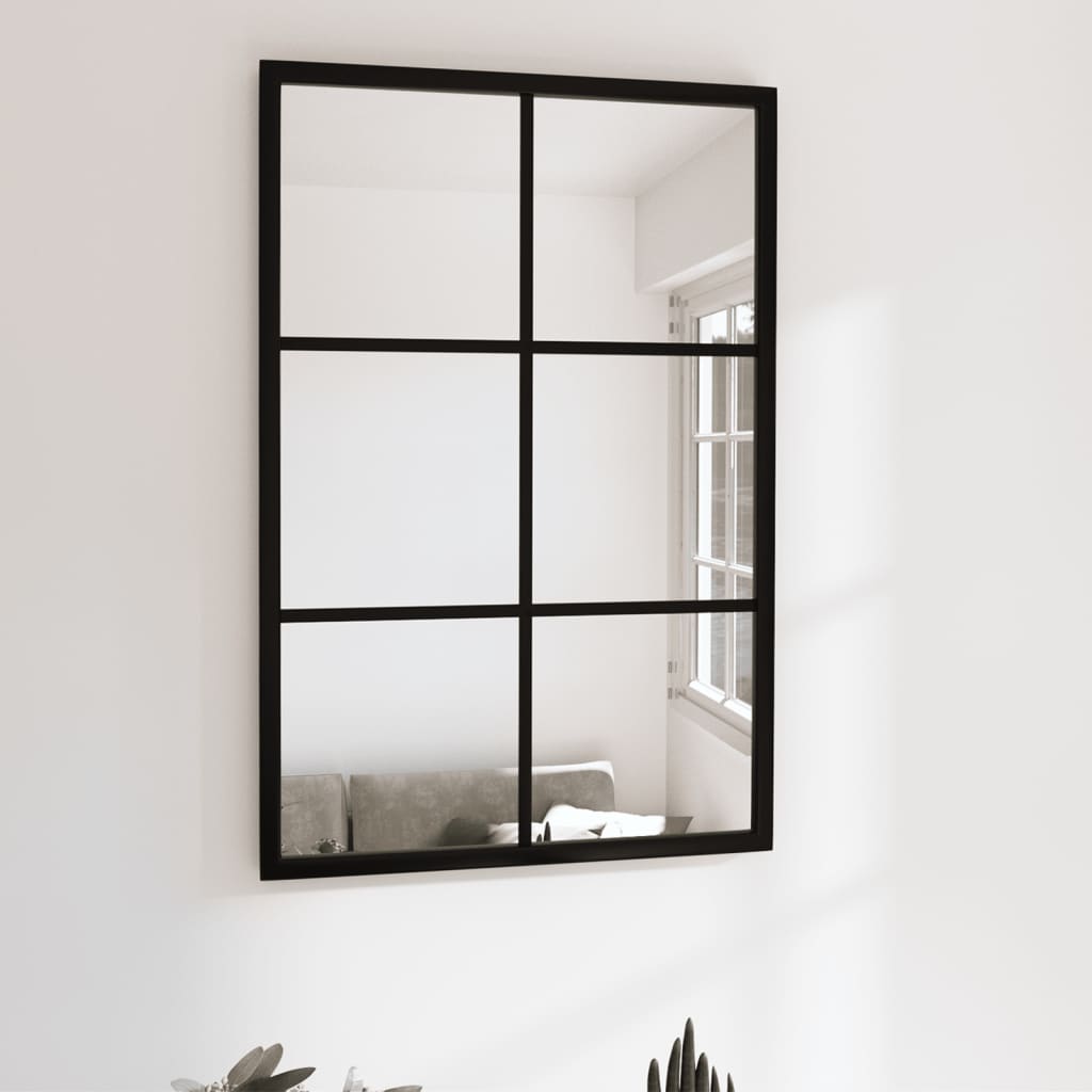 Veggspeil svart 60x40 cm metall