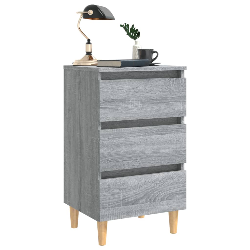 Nattbord Sengbord Sonoma Grå med ben i heltre 40x35x69 cm
