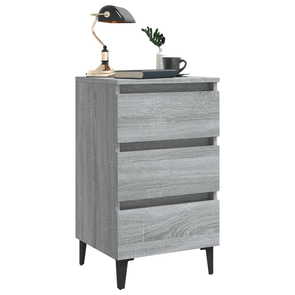 Nattbord Sengbord Sonoma Grå med metallben 40x35x69 cm