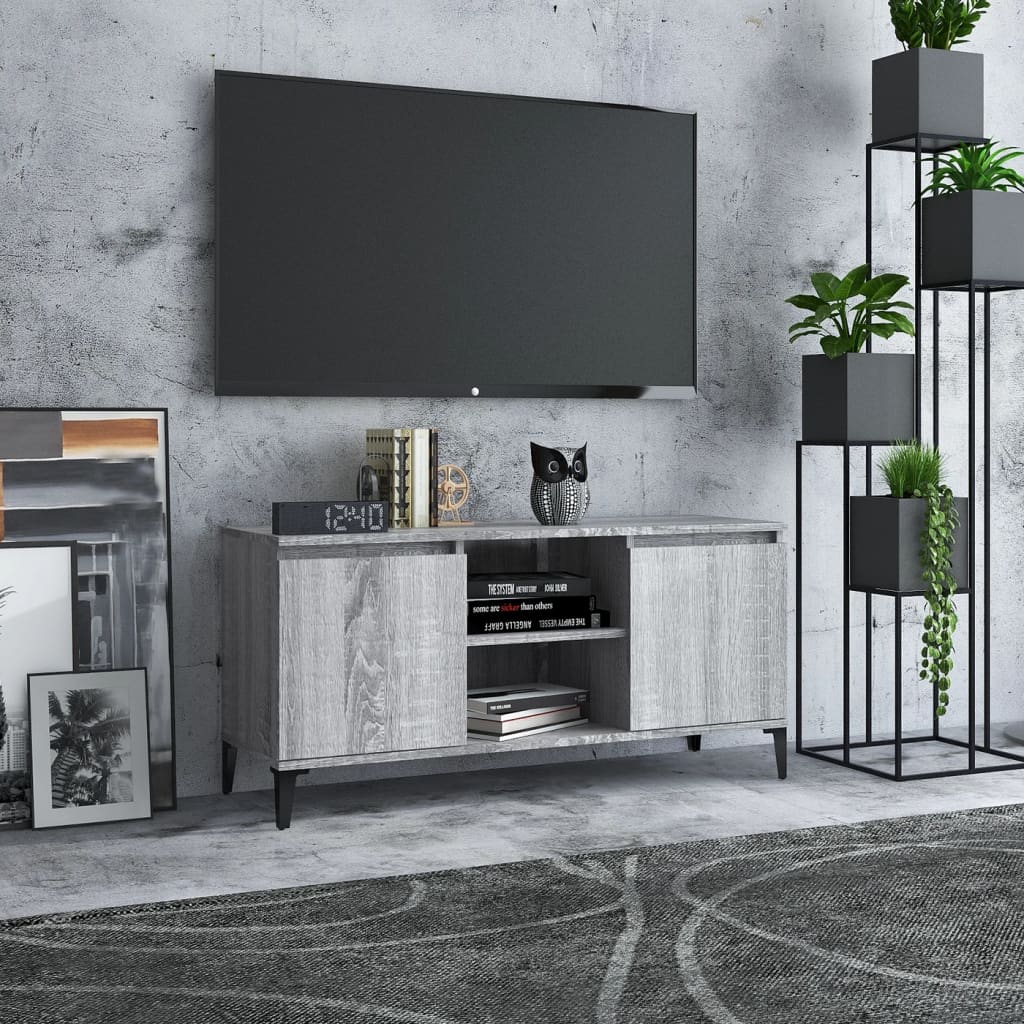 TV-Møbel Sonoma Grå TV-benk med metallben 103,5x35x50 cm