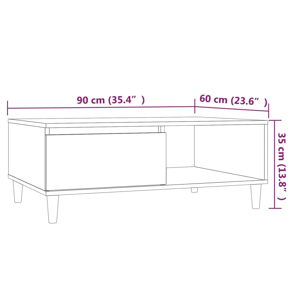 Salongbord Sofabord Brun Eik 90x60x35 cm