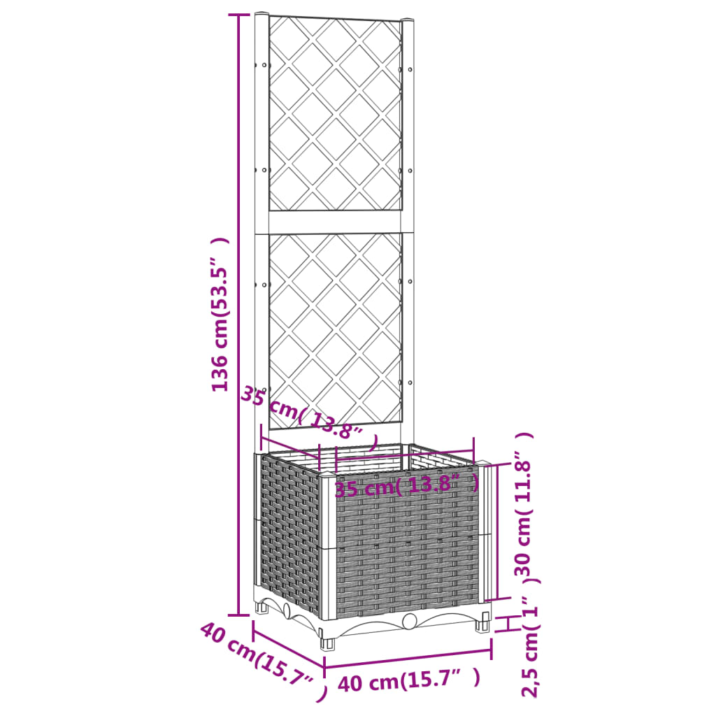 Hageespalje Plantekasse PP Svart 40x40x136 cm PP