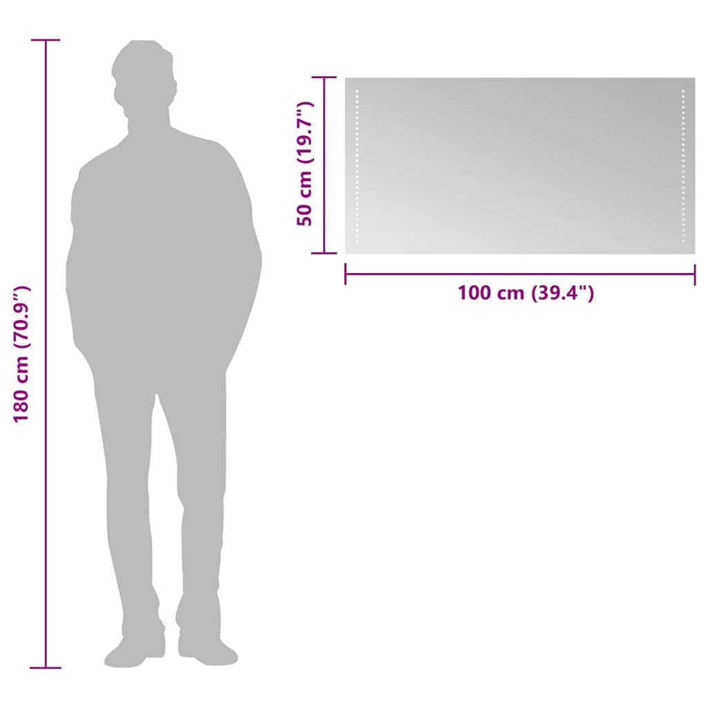 Baderomsspeil med LED 100x50 cm