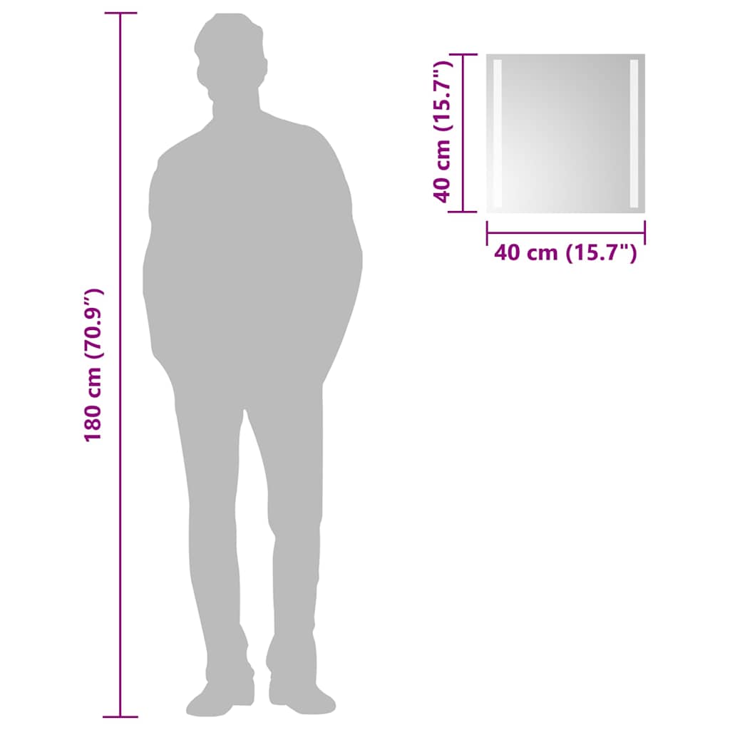 Baderomsspeil LED 40x40 cm