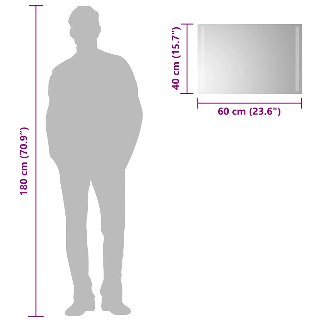 Baderomsspeil med LED 60x40 cm