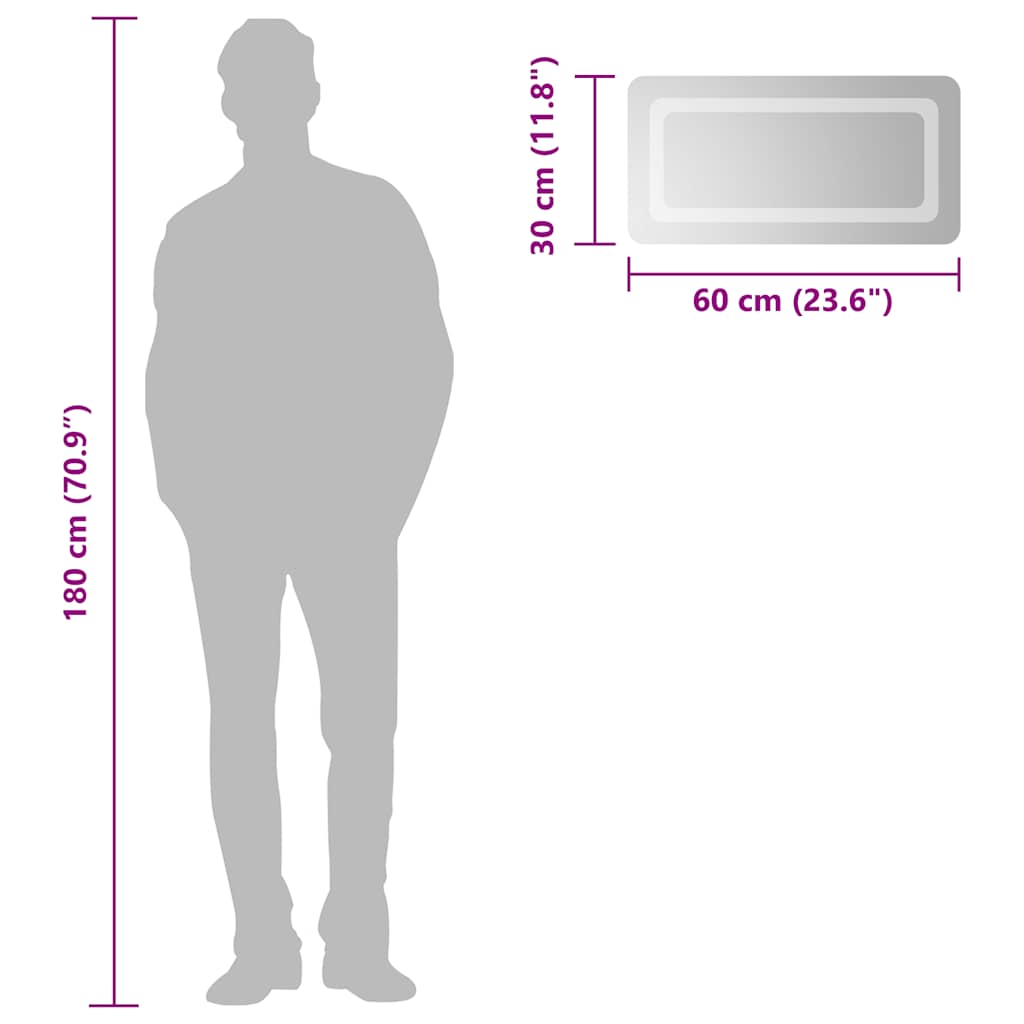 Baderomsspeil med LED 60x30 cm