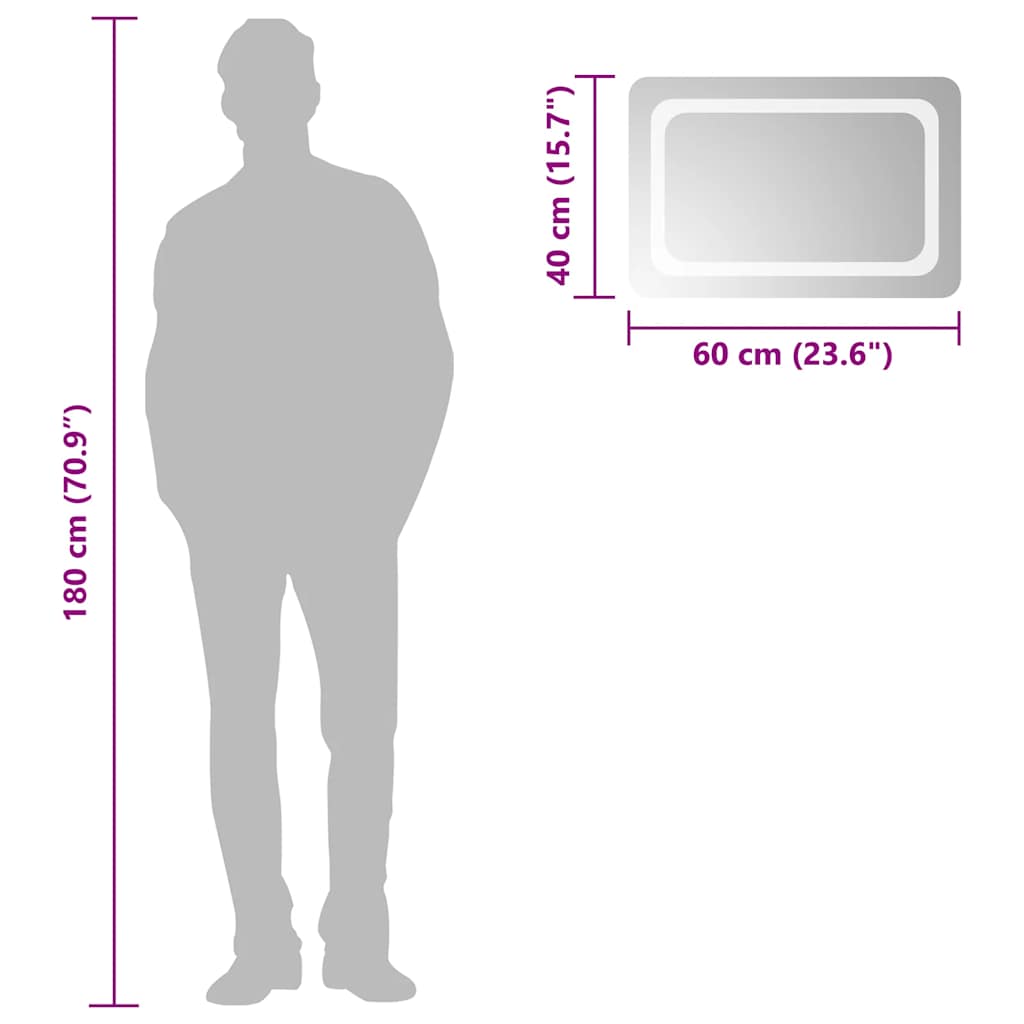 Baderomsspeil med LED 60x40 cm