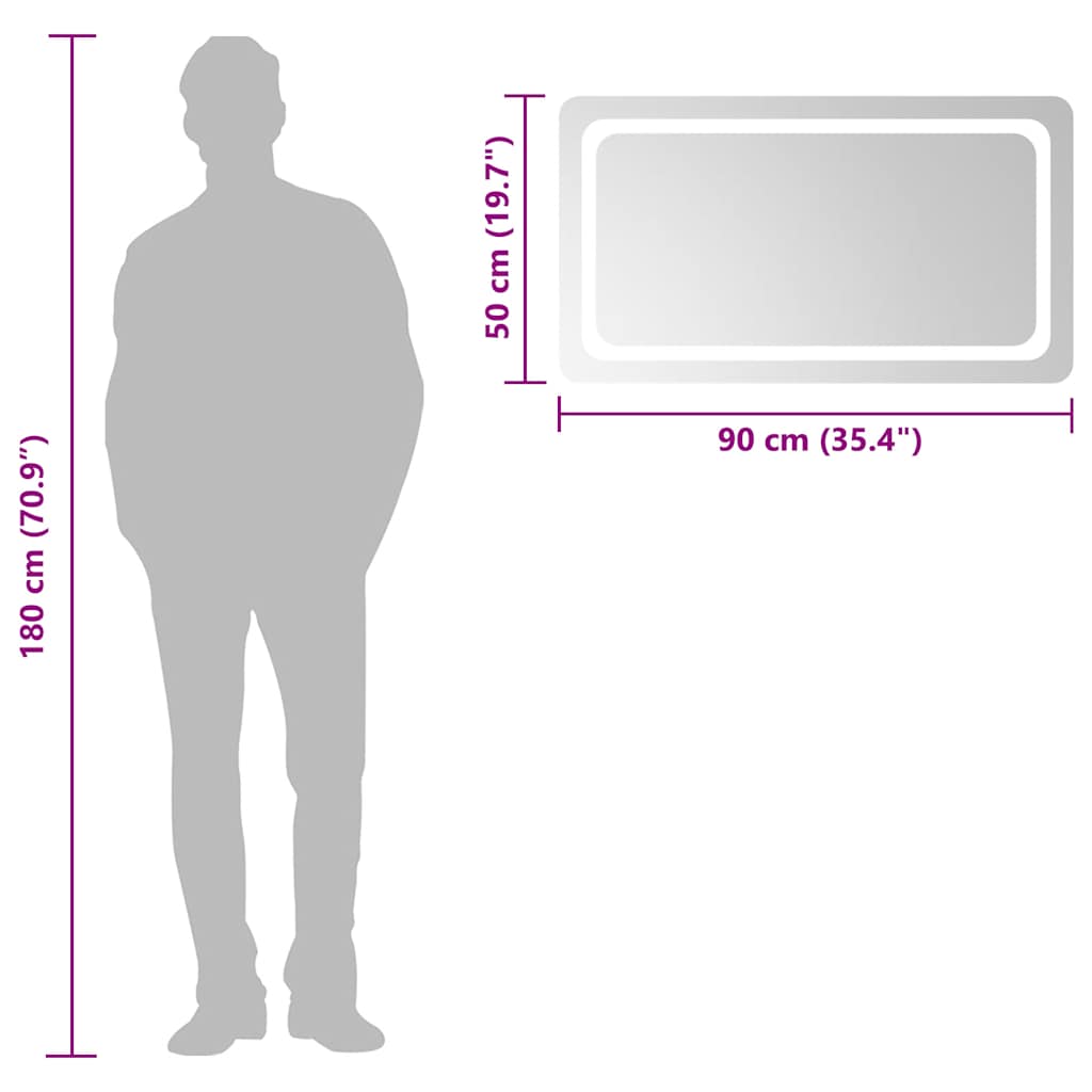 Baderomsspeil med LED 90x50 cm