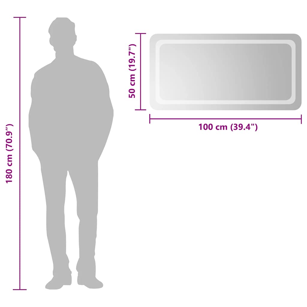 Baderomsspeil med LED 100x50 cm