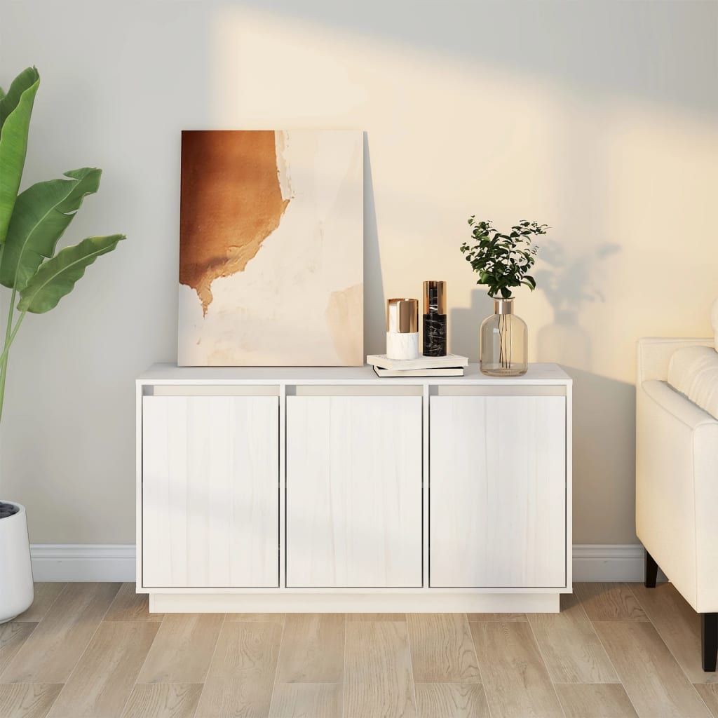 Skjenk Hvit 111x34x60 cm heltre furu