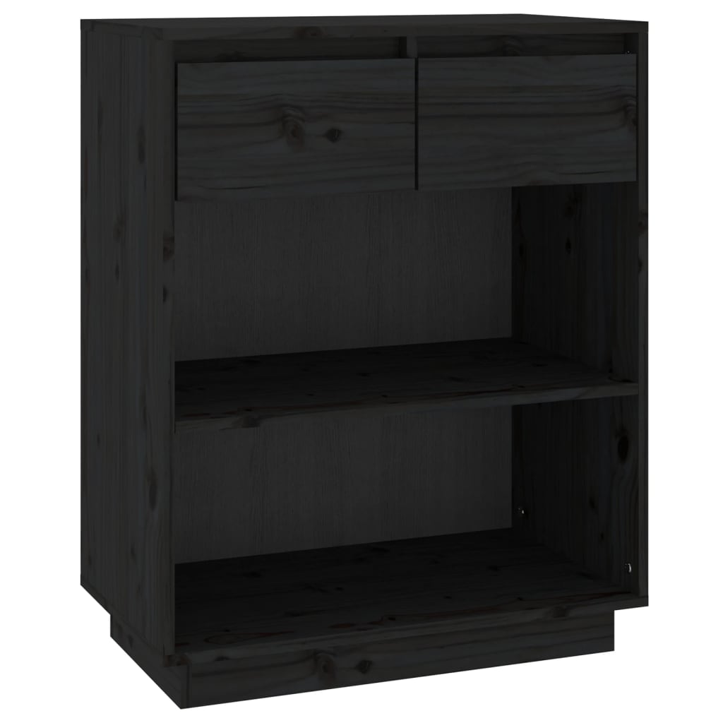 Bokhylle Svart 60x34x75 cm heltre furu