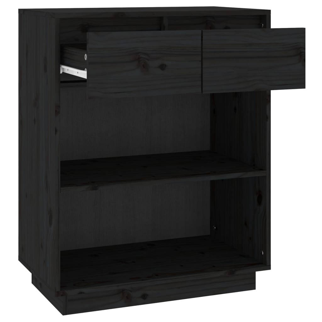 Bokhylle Svart 60x34x75 cm heltre furu