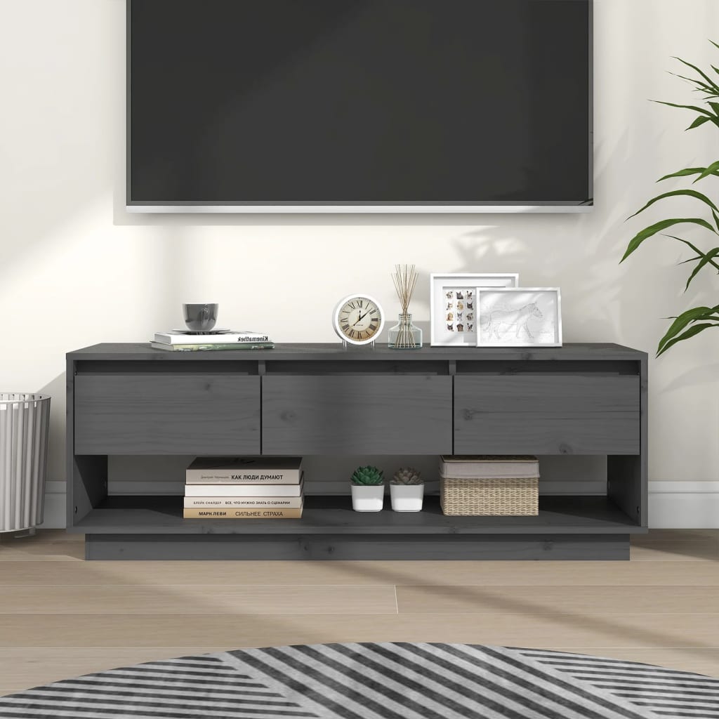 TV-Møbel Grå TV-benk 110,5x34x40 cm heltre furu